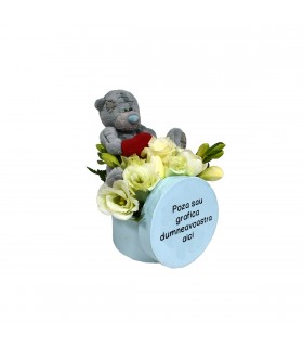 Arrangement with Teddy Bear in Personalized Box