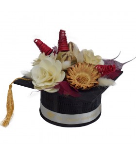 Graduation Arrangement - Hat with Dried Flowers