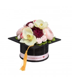 Graduation Arrangement - Hat with Silk Flowers