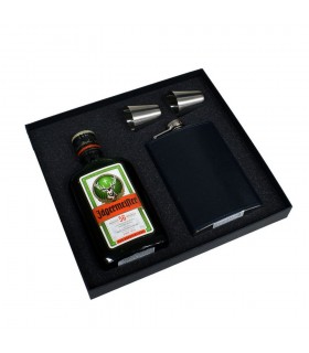 Gift Package with Drink, Hip Flask and Glasses