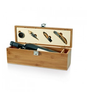 Natural Wooden Wine Box with Accessories