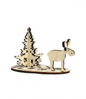 3D Christmas Card with Reindeer and Tree