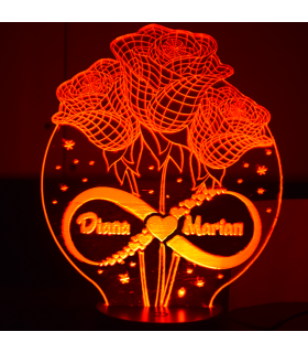 Lampa 3D Trandafiri cu Nume