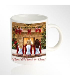 3 Friends Christmas Mug with Colorful Background