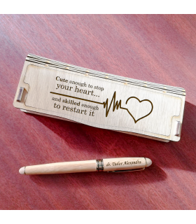 Pen Set in Wooden Case - "Cute Enough"