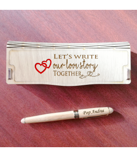 Pen Set in Wooden Case - "Our Love Story"