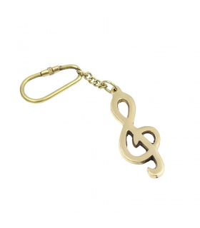 Treble clef- shaped metal key ring