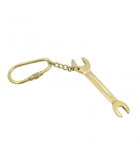 Wrench-shaped metal key ring