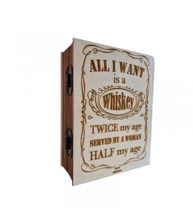 Box for whiskey bottle with two glasses