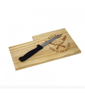 Wooden Cutting Board with Knife